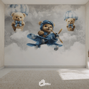 Ver imagem 1 de Papel de Parede Painel Bebê Ursinho Aviador