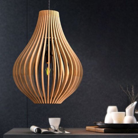 Luminária Teto Tipo Pendente em MDF - Completa