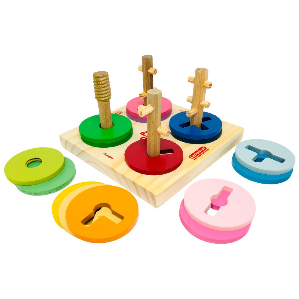 Brinquedo Educativo de Encaixe Passa Círculos Carimbras 4140