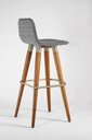 Ver imagem 3 de Jogo de Banqueta Alta Linea Luxo Pes de Madeira Assento em Linho Cinza 4 - Unidades