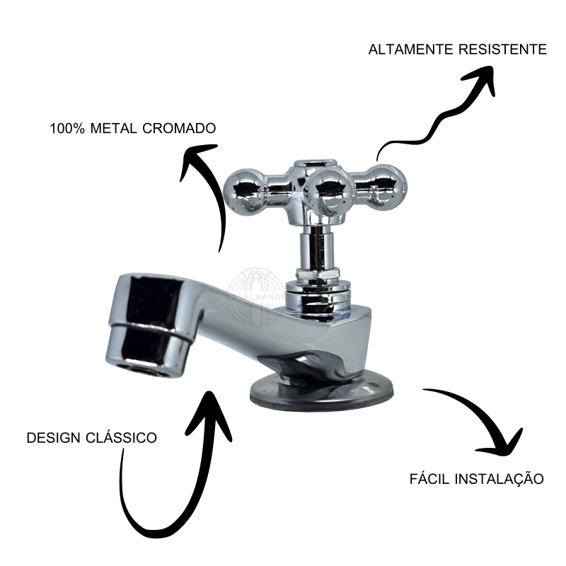 Torneira Banheiro Lavatório 1194 C-33 1/4 Volta Metal Casagrande Mundial - 5