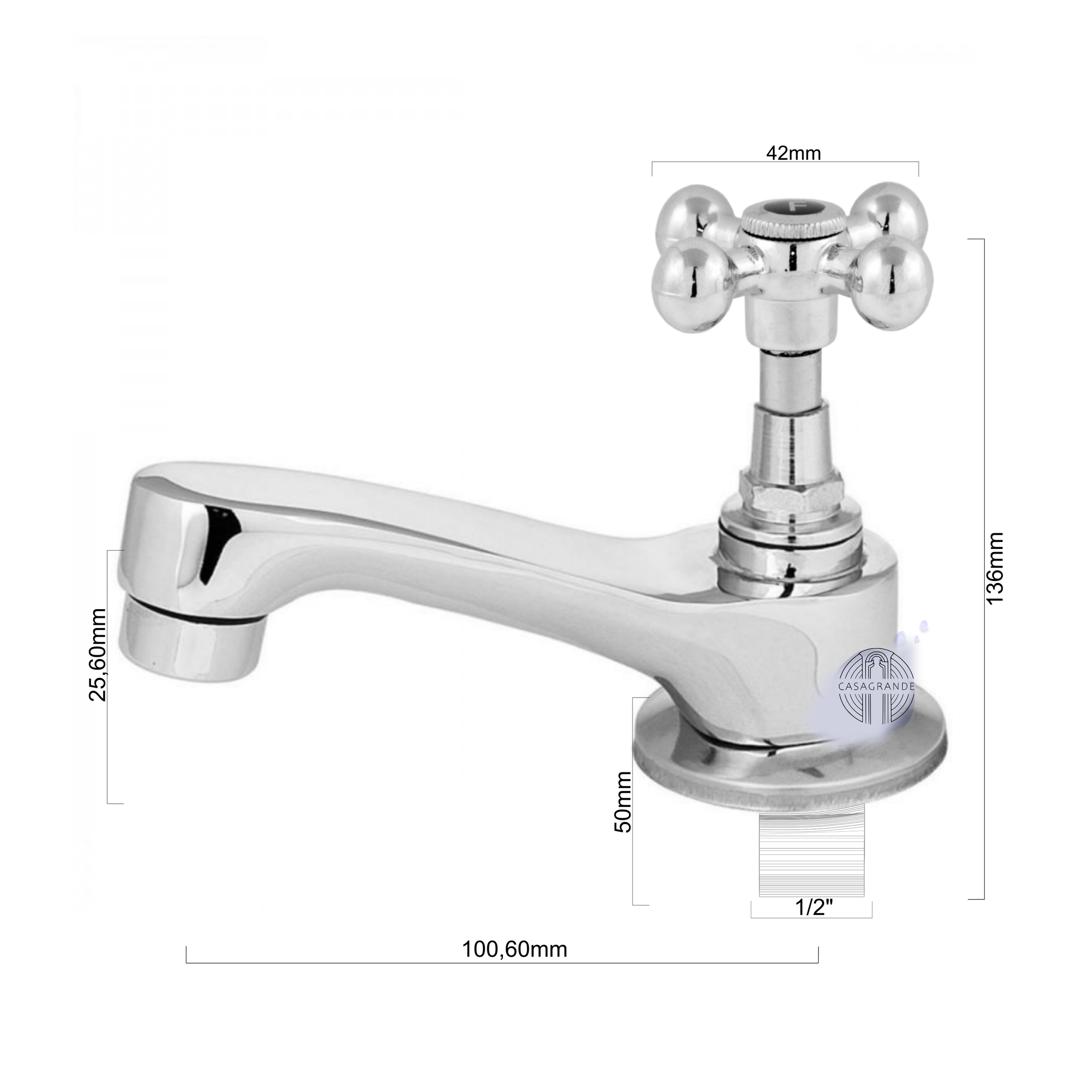 Torneira Banheiro Lavatório 1194 C-33 1/4 Volta Metal Casagrande Mundial - 2