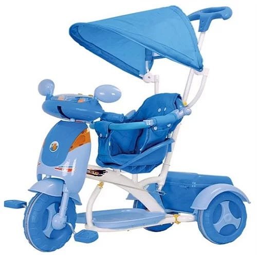 Triciclo Motinha Infantil com Capota Azul Passeio e Pedal Bel em