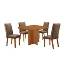 Ver imagem 7 de Conjunto Jantar Olimpia Lira 4 Lugares MDF Veludo Caramelo 90cm Moderna