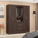 Ver imagem 1 de Jogo Guarda Roupa 4 Portas e Sapateira Fontana Cafe Touch