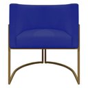 Ver imagem 7 de Kit 2 Poltronas Decorativas Recepção Luna Tecido Sintético Base de Ferro Dourada Azul Royal