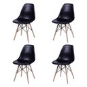 Ver imagem 4 de Conjunto De Mesa 4 Cadeiras Pretas Dkr 90 Cm Base Madeira Tampo Preto