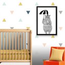 Ver imagem 2 de Quadro Ilustração Infantil Urso Estilo Escandinavo 45x34cm - com vidro:Madeira preta