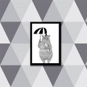Ver imagem 1 de Quadro Ilustração Infantil Urso Estilo Escandinavo 45x34cm - com vidro:Madeira preta