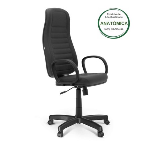 Cadeira Escritório Presidente ALTA c/ BRAÇO CORSA - COR PRETO - MARTIFLEX - 32958