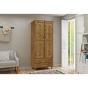 Ver imagem 2 de Roupeiro Multiuso em Madeira Guarda Roupa com 2 Portas e Cabideiro Roma:freijo