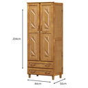 Ver imagem 3 de Roupeiro Multiuso em Madeira Guarda Roupa com 2 Portas e Cabideiro Roma:freijo