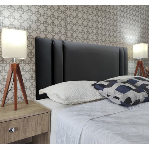 Cabeceira para Cama Solteiro Siena Corino Preto 120 Cm Altura Rbl