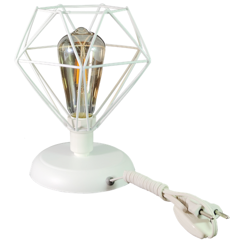 Abajur Aramado Diamante Pequeno Branco Todos Ambientes