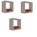 Ver imagem 1 de Kit Nicho Decorativo F031 20x20x15cm Quadrado MDF Amadeirado