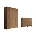 Ver imagem 1 de Quarto Completo Casal Guarda Roupa 4PTAS Buriti + Cômoda Pinhais Jatobá S. Andirá