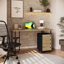 Ver imagem 1 de Kit Mesa Mais Gaveteiro 4 Gavetas Bege/Oak/Preto