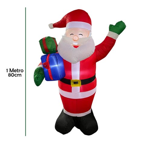 Papai Noel Natalino Inflavel Natal Grande 1 Metro 80 Cm Decoraçao Casa Loja Predio Shopping Entrada