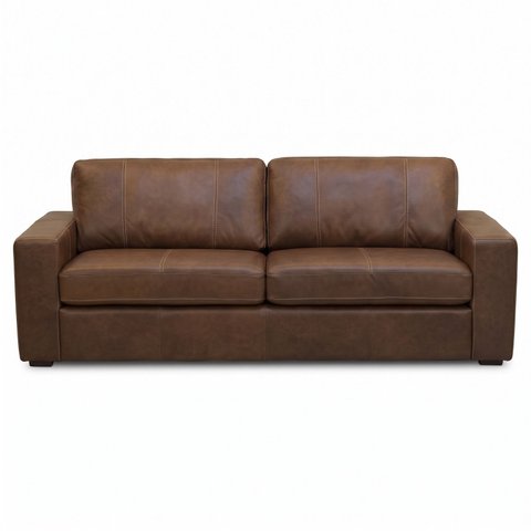 Sofá 3 Lugares Couro Caffè Nobre 205cm Legitimo Natural Premium Adel Dekorien