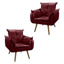 Ver imagem 1 de Kit 2 Poltronas Decorativa Opala Pés Palito - Veludo Bordô