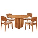 Ver imagem 2 de Mesa Selene Tampo 135 Laminado com 4 Cadeiras Malta Gold Moderna Mobília