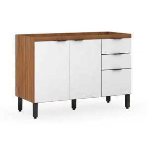 Gabinete P/pia Cozinha Balcão Firenze 3 Portas e 2 Gaveta S/ Tampo 120cm Amendola/branco - Demó