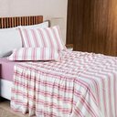 Ver imagem 5 de Jogo Cama Lençol Daily King Malha 100% Algodão Listrado 4 Peças - Rosê