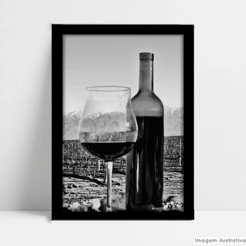 Quadro Decorativo Monumento Cidade Mendoza em Moldura Caixa Tacolado Moldura Caixa 3cm Preta com Vid