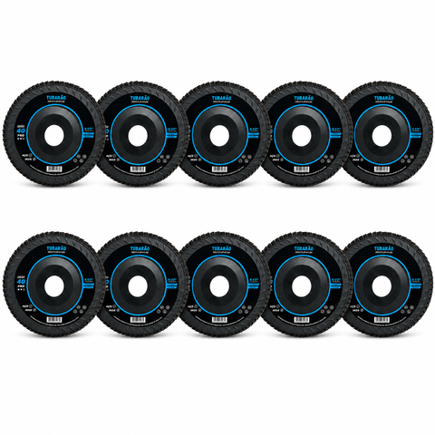 Disco Flap 4.1/2 Zirconio Grão 40 G40 Kit 10 Peças Tubarão