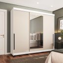 Ver imagem 1 de Roupeiro Madri 3 Portas de Correr com Espelho 217x213cm Creme/Branco 250831