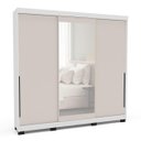 Ver imagem 2 de Roupeiro Madri 3 Portas de Correr com Espelho 217x213cm Creme/Branco 250831