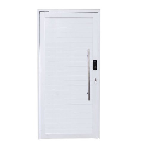 Porta Pivotante de Alumínio Branco com Puxador com Fechadura Digital Linha Roma/Direita/ 210 x 100