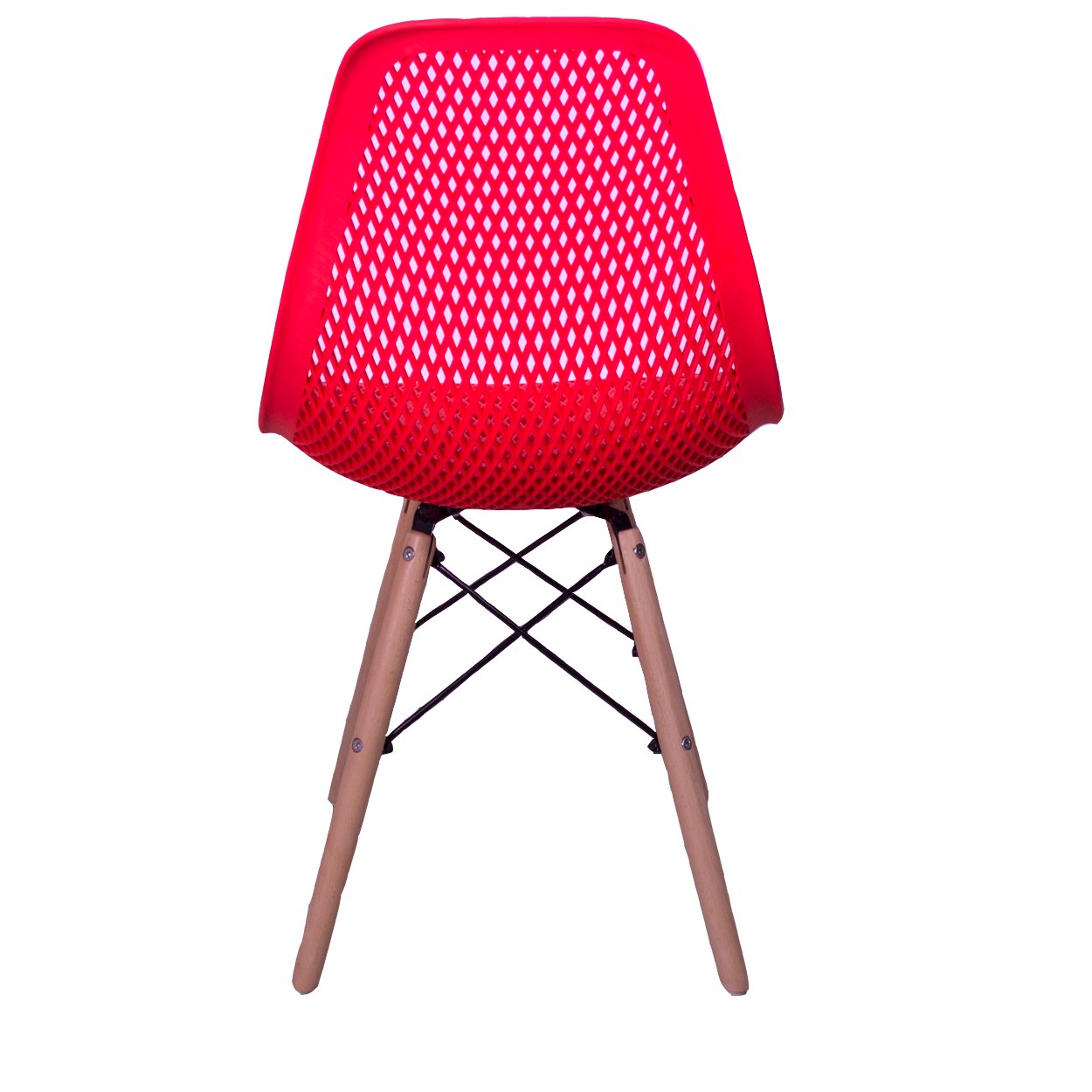 Kit 4 Cadeiras Design Charles Eames Eiffel Furadinha Cor:Vermelha - 5