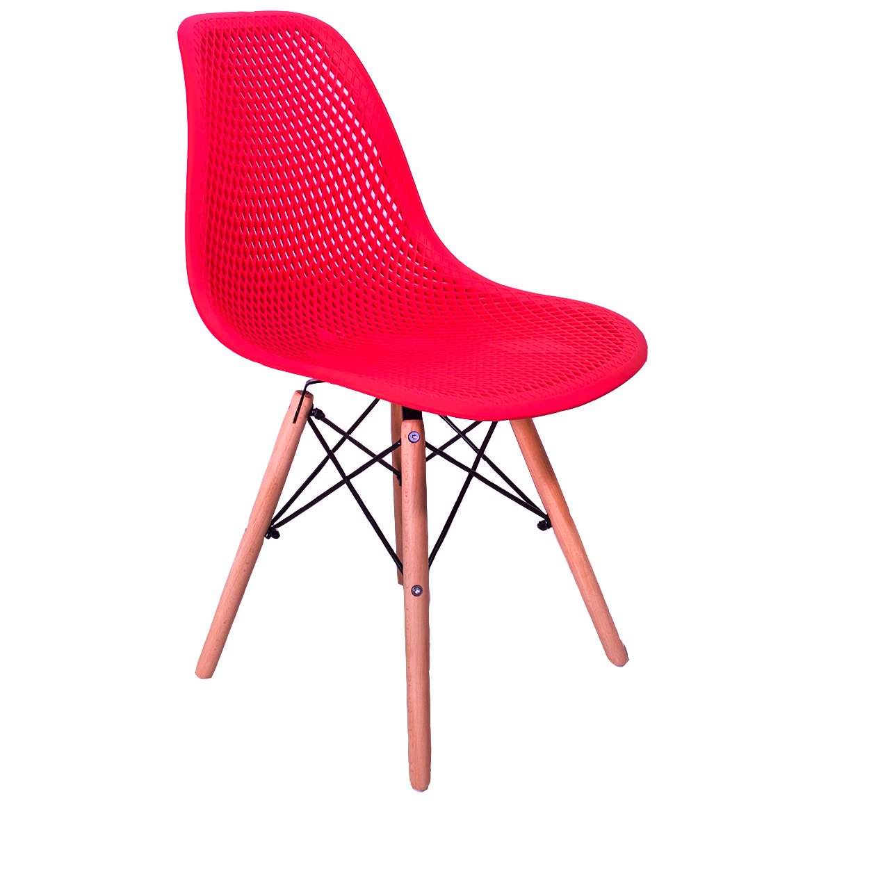 Kit 4 Cadeiras Design Charles Eames Eiffel Furadinha Cor:Vermelha - 4
