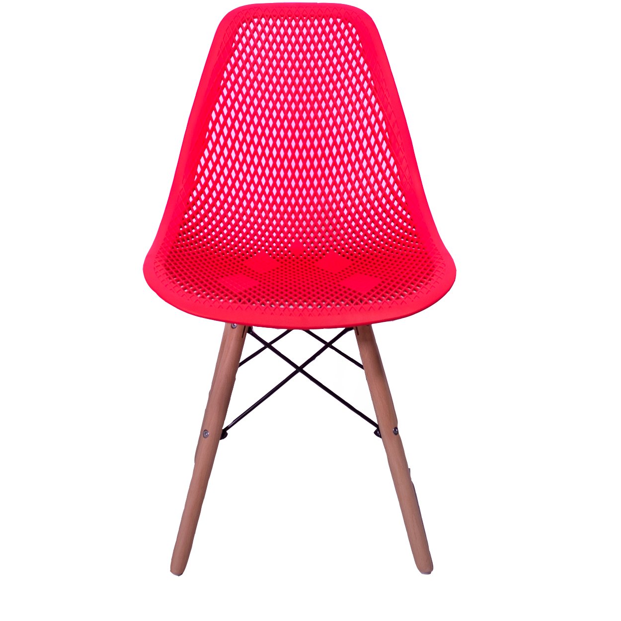 Kit 4 Cadeiras Design Charles Eames Eiffel Furadinha Cor:Vermelha - 2