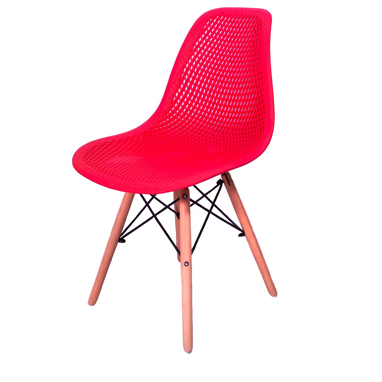 Kit 4 Cadeiras Design Charles Eames Eiffel Furadinha Cor:Vermelha - 3
