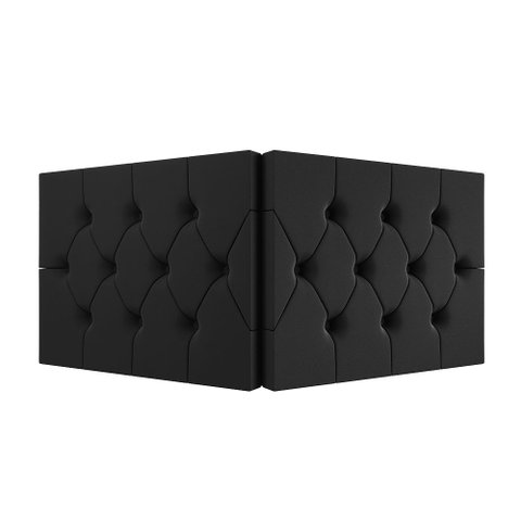Cabeceira Elisa Casal Estofada Suede Capitonê Design Elegante Conforto para Quarto - Preto