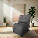 Ver imagem 2 de Kit 2 Poltronas Luxo Aurora Linho Base de Ferro Dourado - Pallazio