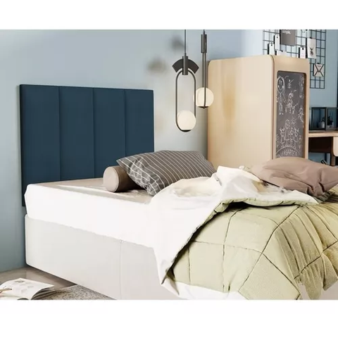 Cabeceira Painel Azul Marinho para Cama Box Solteiro 88 Estofada em Suede Luxo Vs