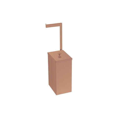 Lixeira Aço Inox Luz Slim 5,5 Litros com Suporte Papel Higiênico Rose Matte Tramontina