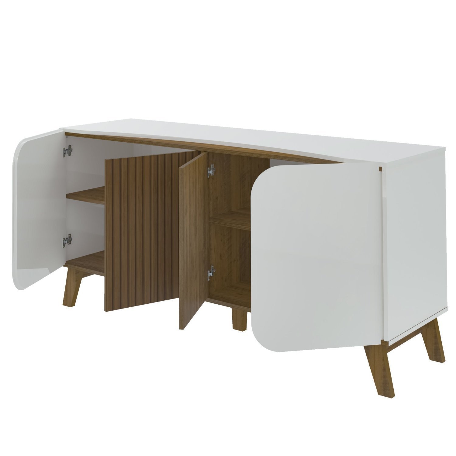 Buffet Elegance 4 Portas Pinho Ripado/off White Artely Móveis - 3