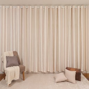 Cortina para Quarto ou Sala com Ilhoses Bari 4,00 X 2,50 de Varao Bene Tu
