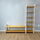 Ver imagem 1 de Rack TV Linea 141.5cm Madeira Pinus com Estante 6 Prateleiras Nozes e Branco Artfactory Design