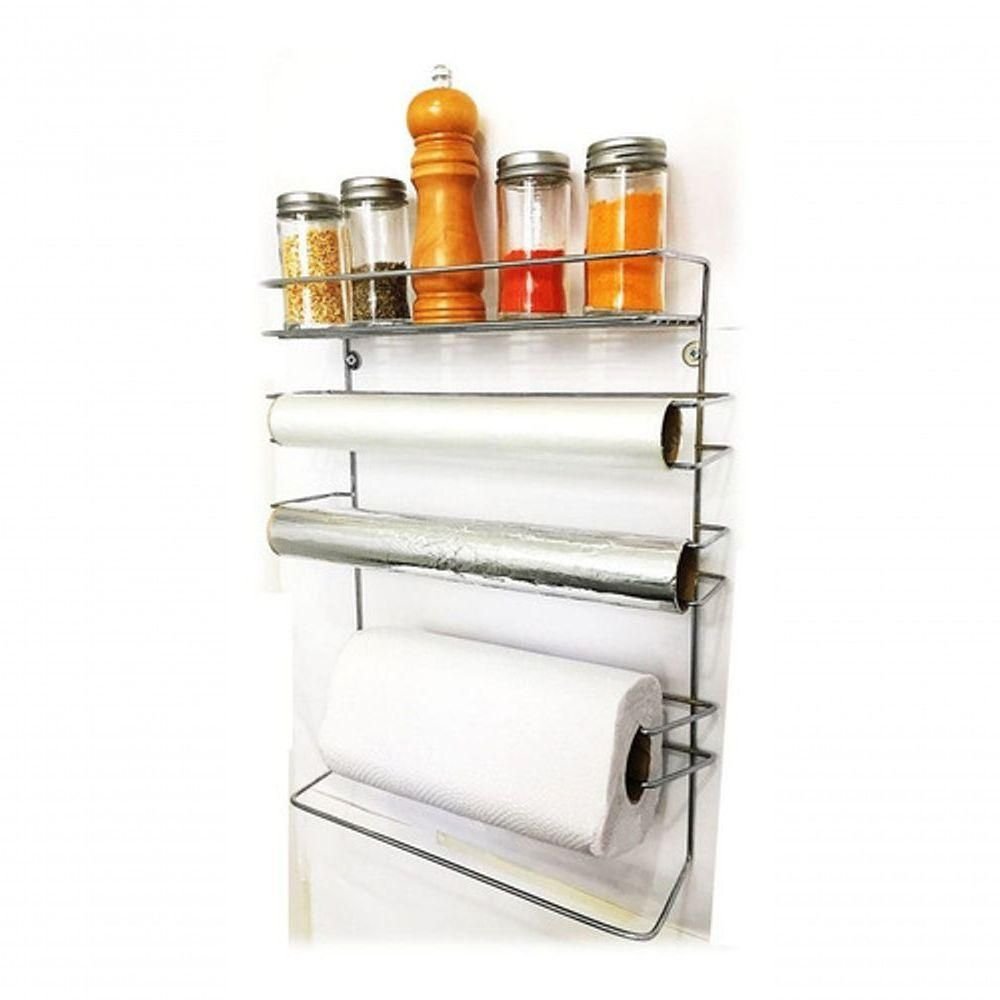 Organizador Aço Cromado Cozinha Porta Rolos Papel Toalha Top - 9