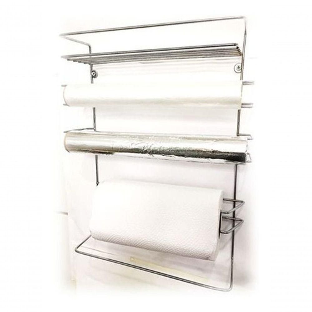 Organizador Aço Cromado Cozinha Porta Rolos Papel Toalha Top - 7