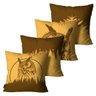 Kit com 4 Almofadas Premium Cetim Mdecore Coruja Marrom - 1