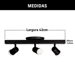 Trilho Eletrificado 3 Spot Led Gu10 Mr16 Canopla Tampa Cor:preto - 7