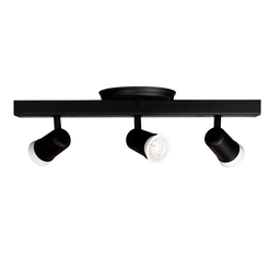 Trilho Eletrificado 3 Spot Led Gu10 Mr16 Canopla Tampa Cor:preto - 1