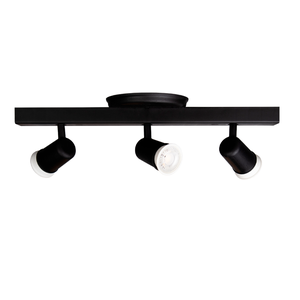 Trilho Eletrificado 3 Spot Led Gu10 Mr16 Canopla Tampa Cor:preto