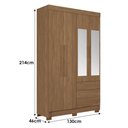 Ver imagem 5 de Guarda Roupa Solteiro com Cômoda Londrina 4 Portas de Bater 2 Gavetas MDP Jatobá Acetinado